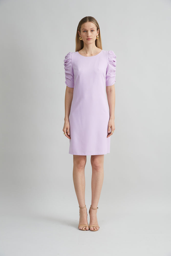 elie tahari Ruched Sleeve Shift Dress THISTLE