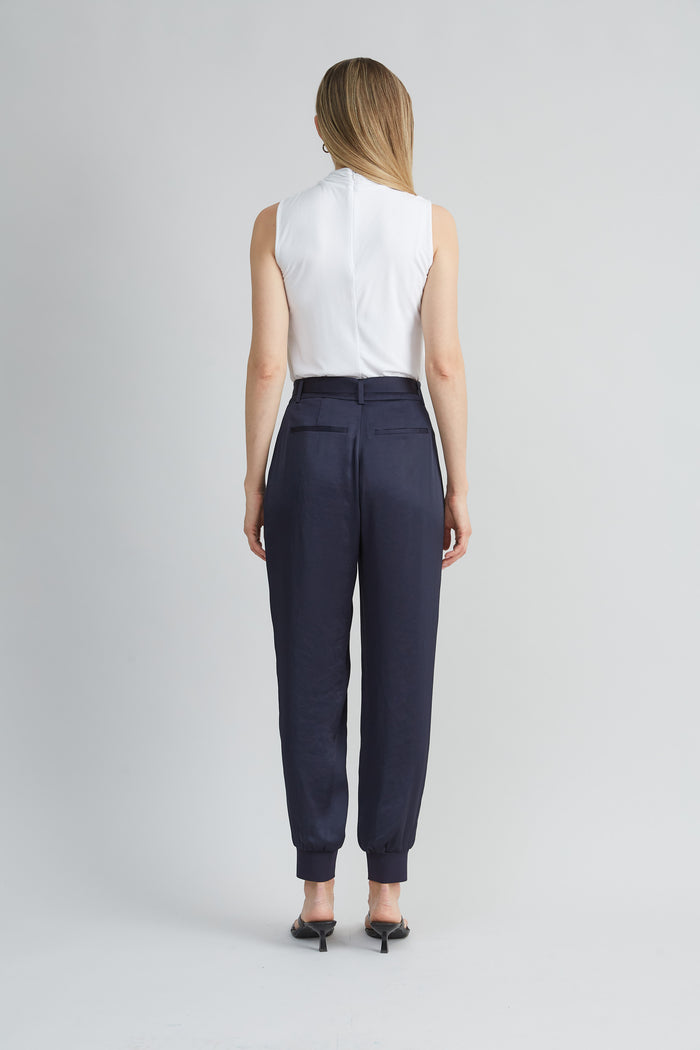 Elie Tahari Satin Belted Cargo Pant STARGAZER