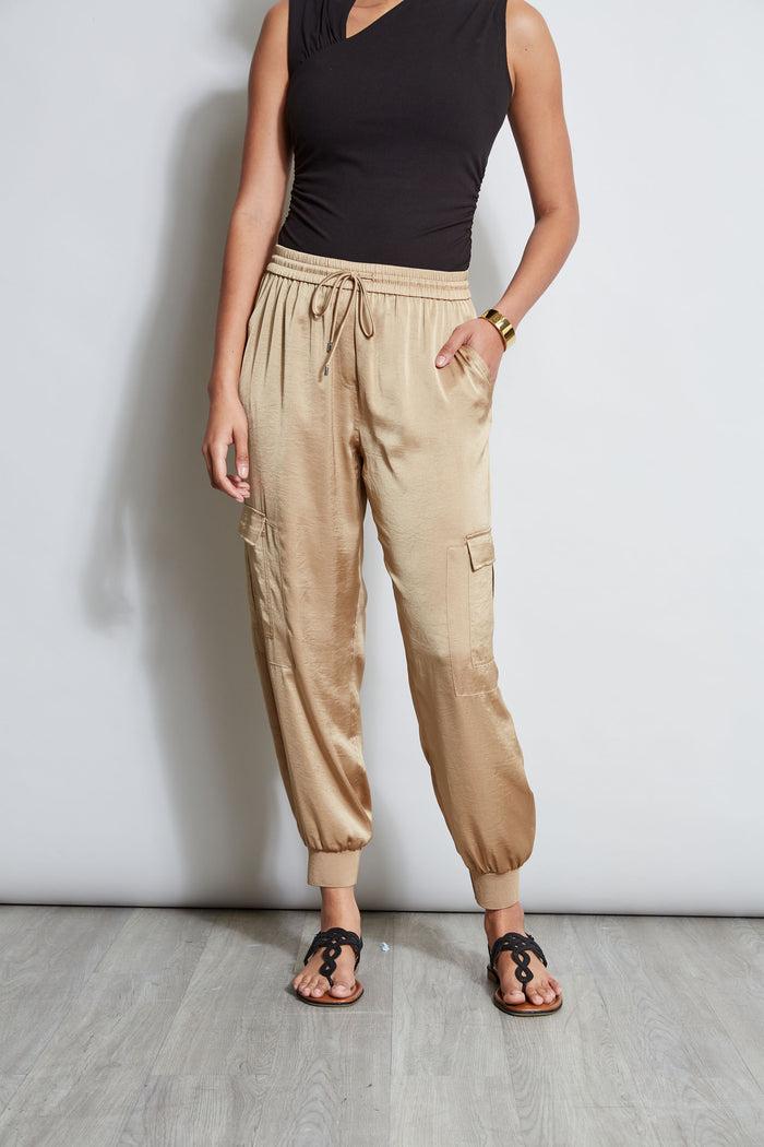 elie tahari Satin Cargo Pant SANDCASTLE