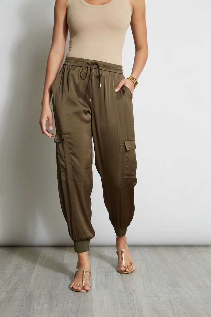 elie tahari Satin Cargo Pant SAVOY