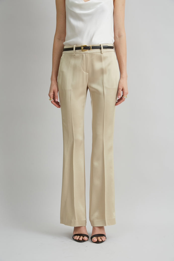 elie tahari Satin Fit & Flare Pant BARLEY