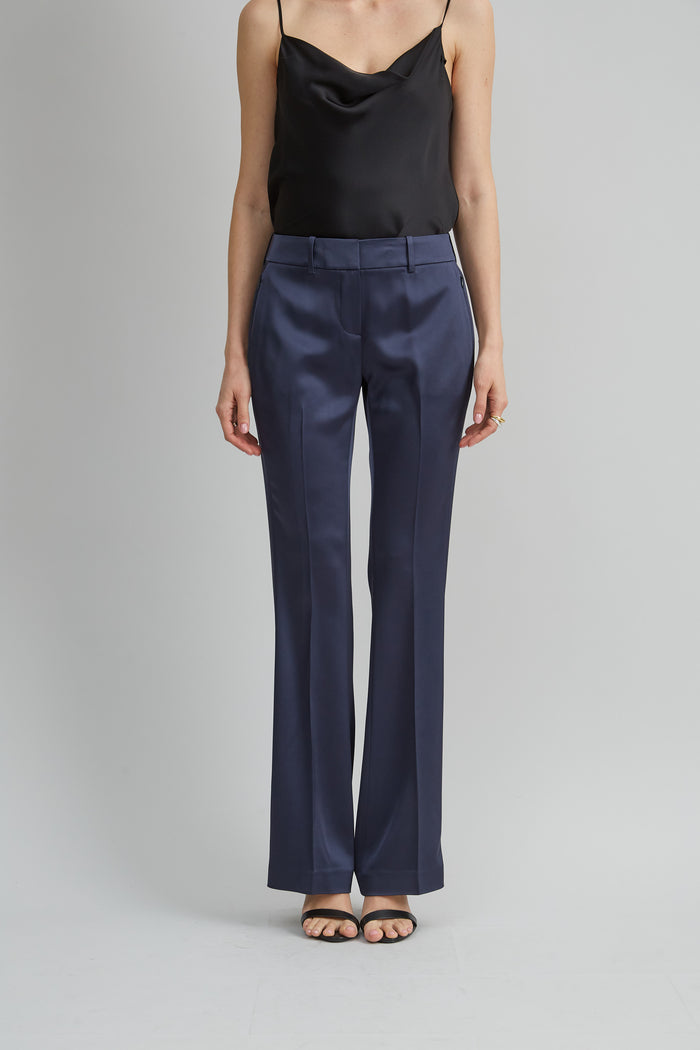 elie tahari Satin Fit & Flare Pant INDIGO