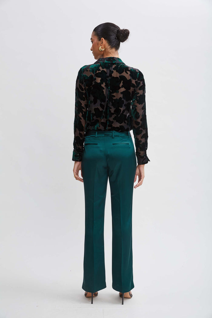 Elie Tahari Satin Fit & Flare Sash Pant JADITE