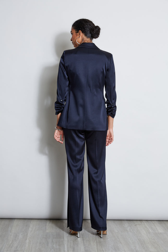 Elie Tahari Satin Ruched Sleeve Blazer STARGAZER