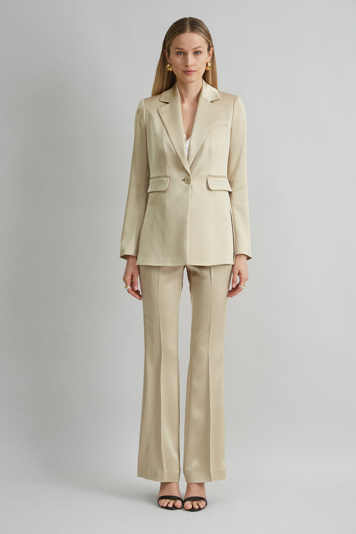 Elie Tahari Satin Side Slit Blazer BARLEY