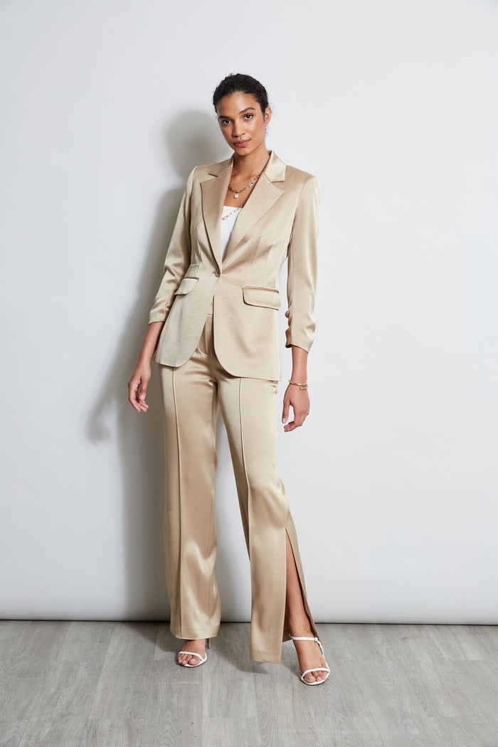 Elie Tahari Satin Side Slit Pant SANDCASTLE