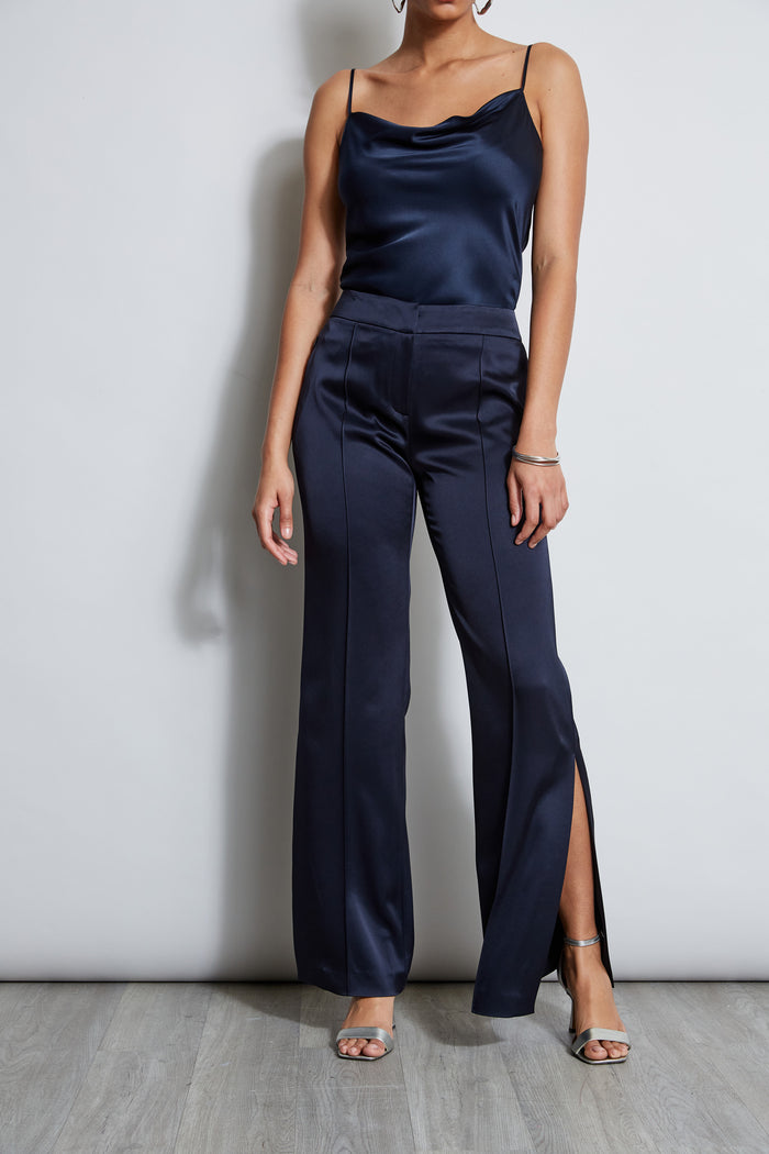 elie tahari Satin Side Slit Pant STARGAZER