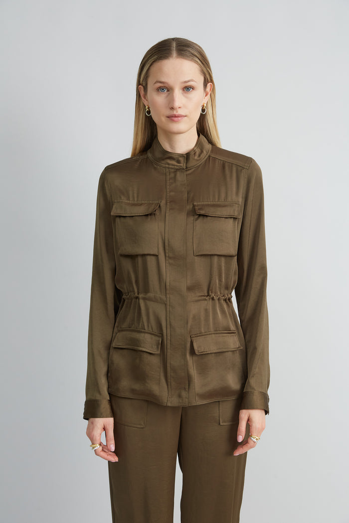 elie tahari Satin Utility Jacket SAVOY