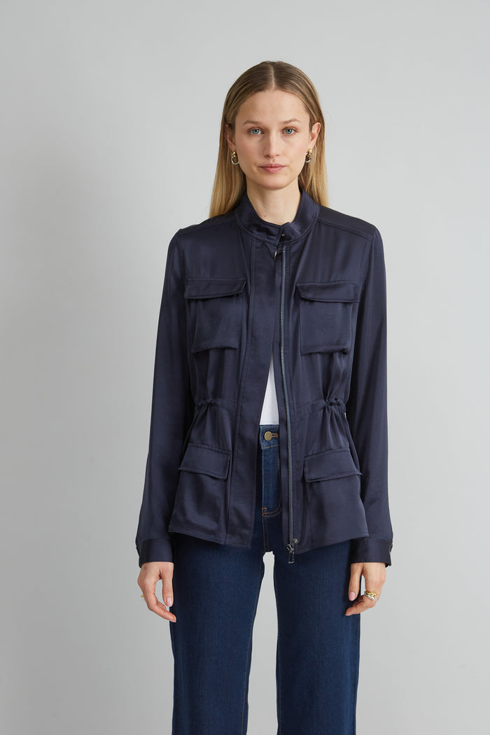 Elie Tahari Satin Utility Jacket STARGAZER