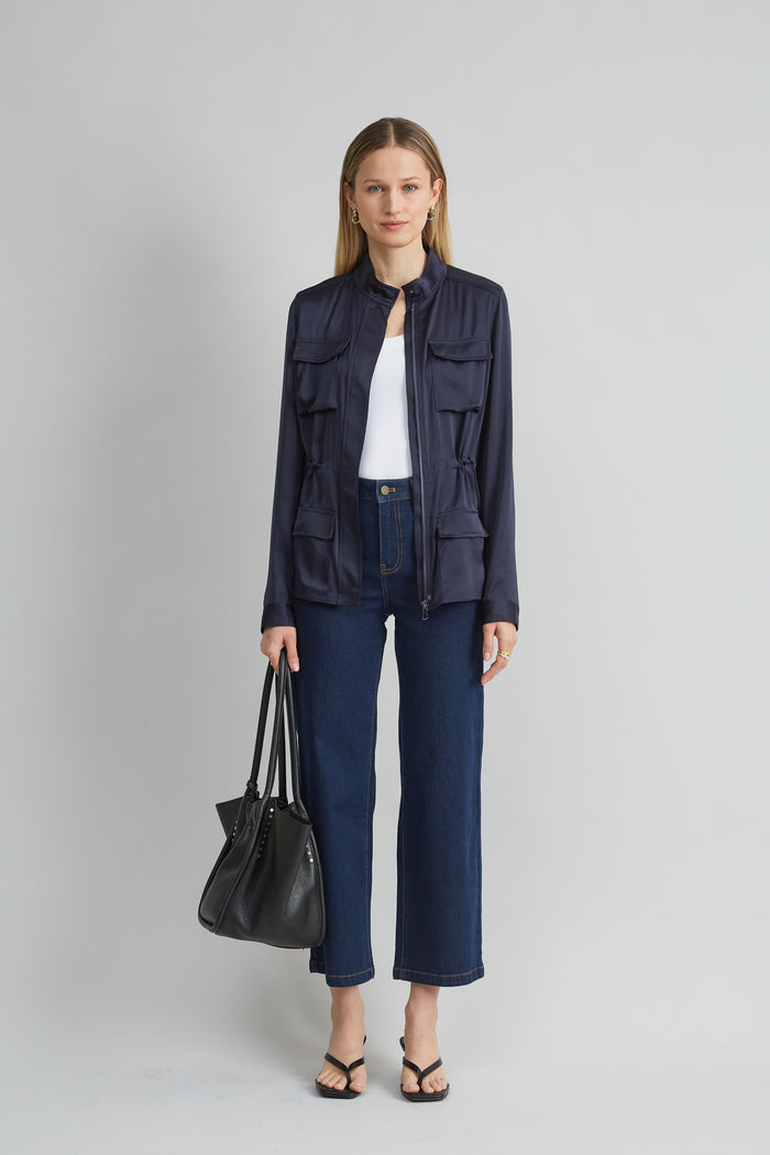 Elie Tahari Satin Utility Jacket STARGAZER