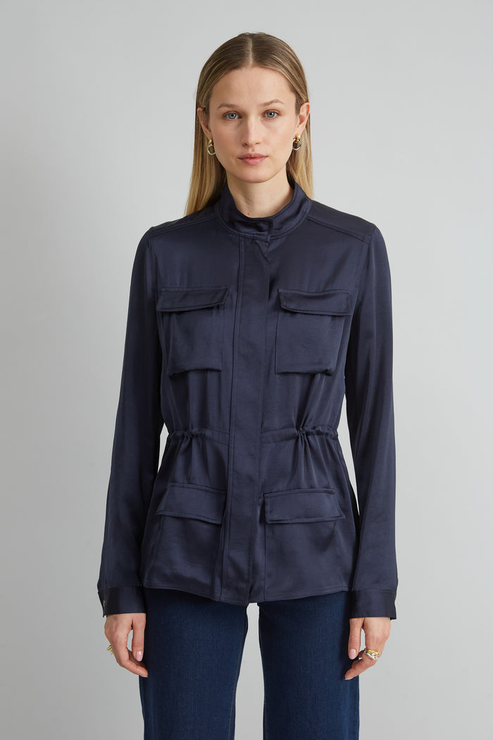 elie tahari Satin Utility Jacket STARGAZER