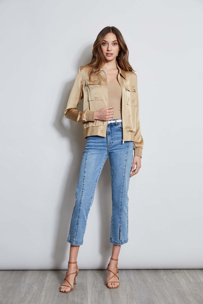 Elie Tahari Satin Utility Pocket Jacket SANDCASTLE
