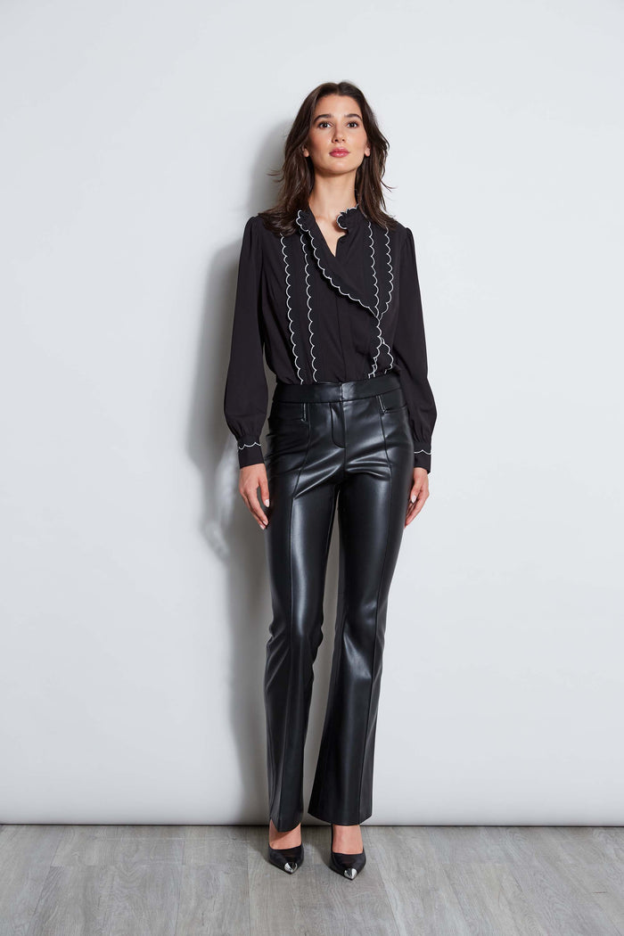 Elie Tahari Scallop Button Down Shirt Noir