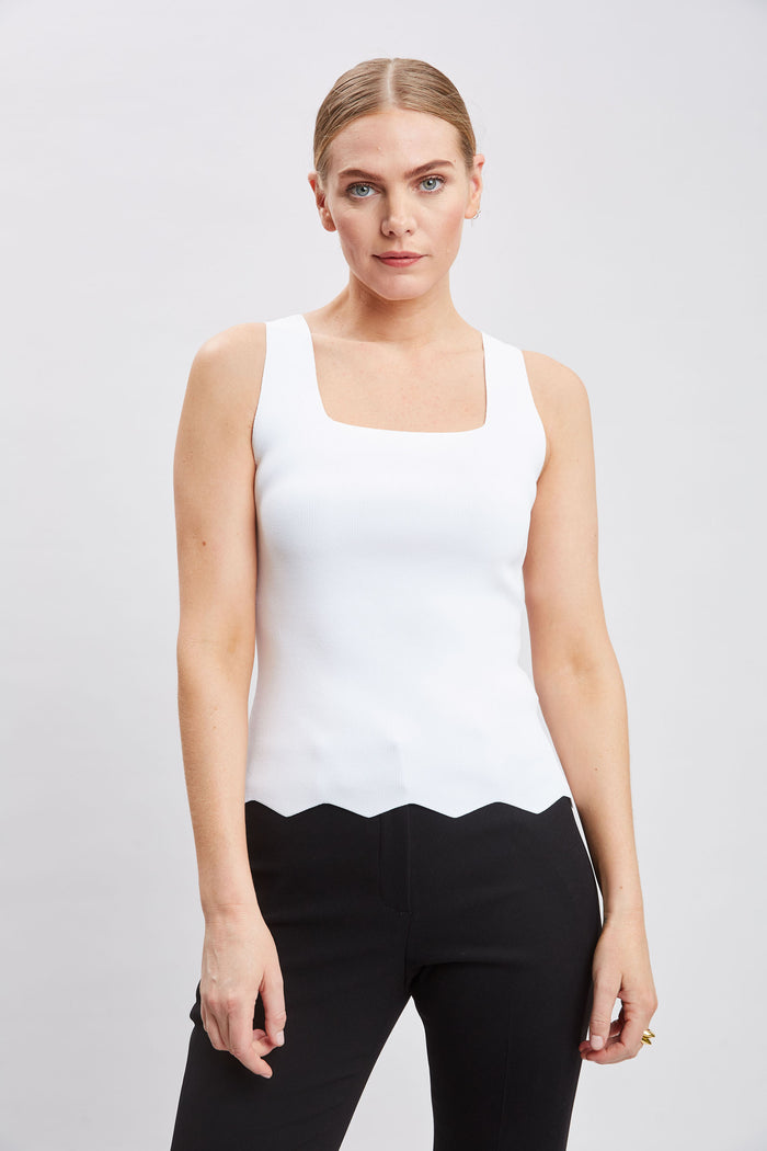 elie tahari Scallop Hem Tank PEARL
