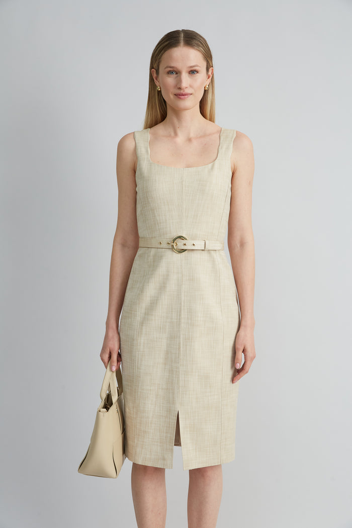 Elie Tahari Scallop Melange Dress CASHEW MELANGE