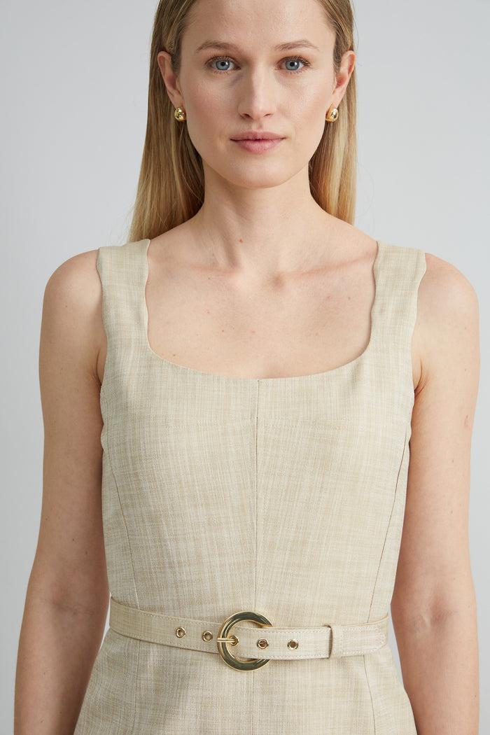 Elie Tahari Scallop Melange Dress CASHEW MELANGE