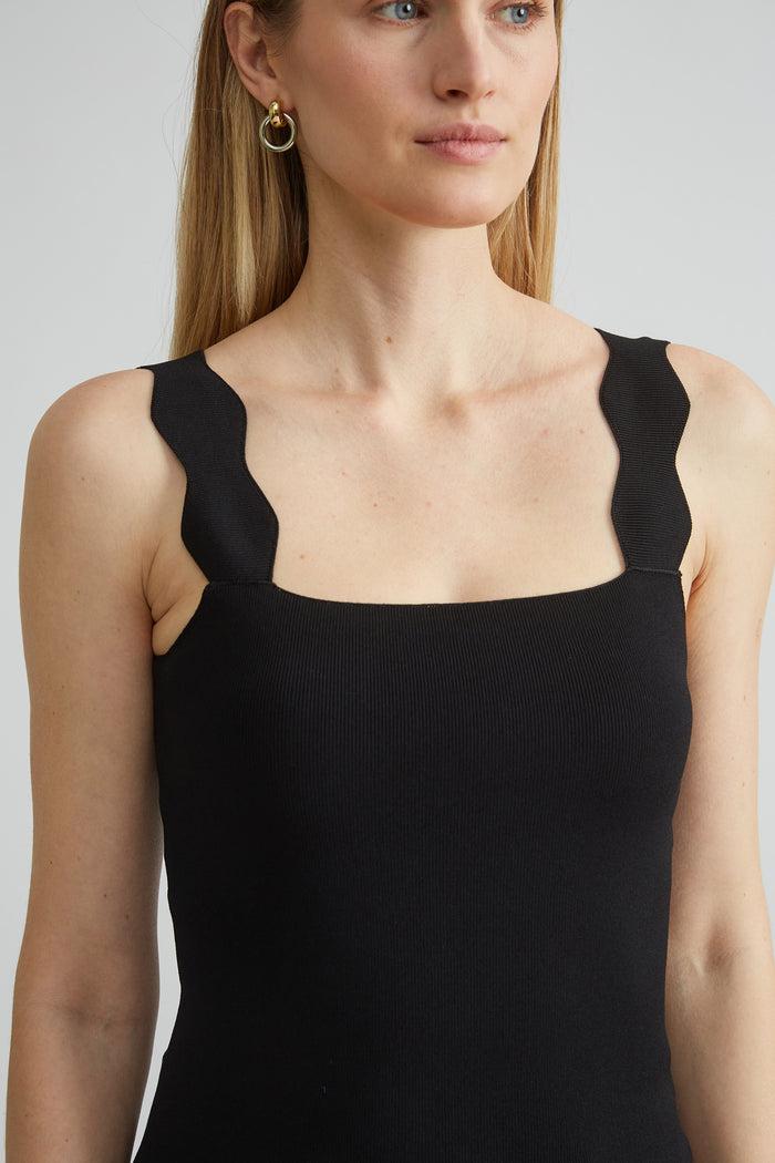 Elie Tahari Scallop Sweater Tank BLACK