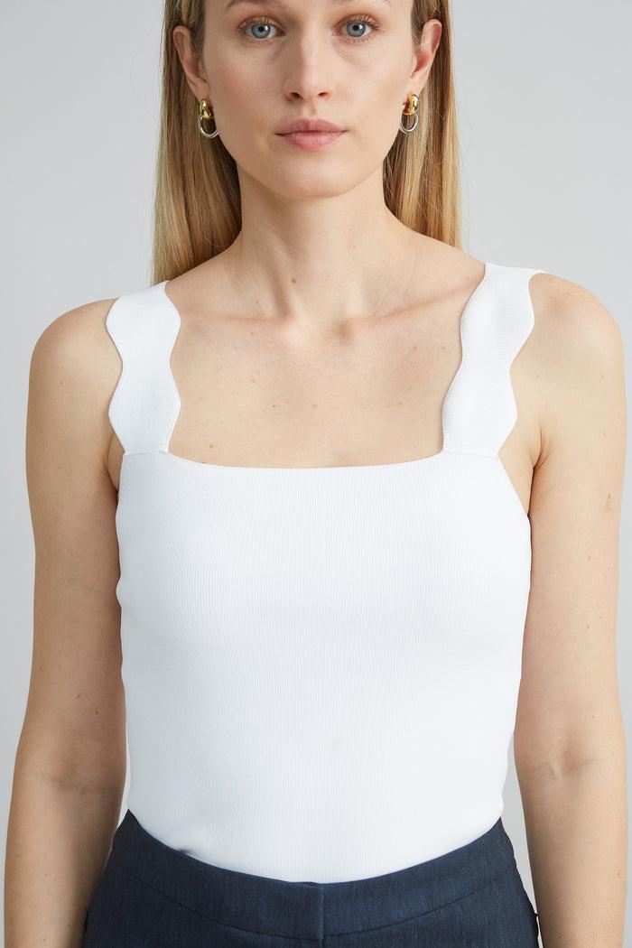 Elie Tahari Scallop Sweater Tank PEARL