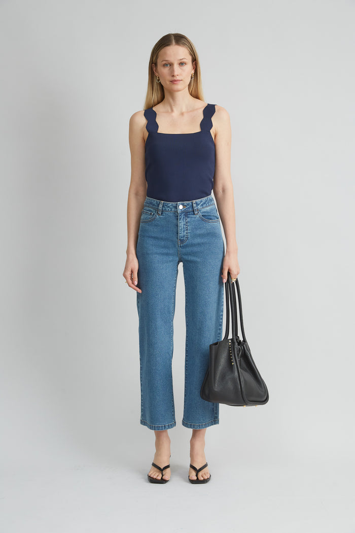 Elie Tahari Scallop Sweater Tank STARGAZER