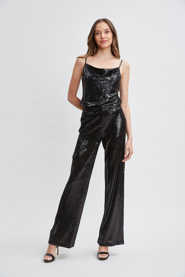 Elie Tahari Sequin Pocket Pant BLACK