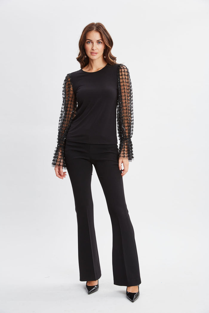Elie Tahari Sequin Sleeve Knit Noir