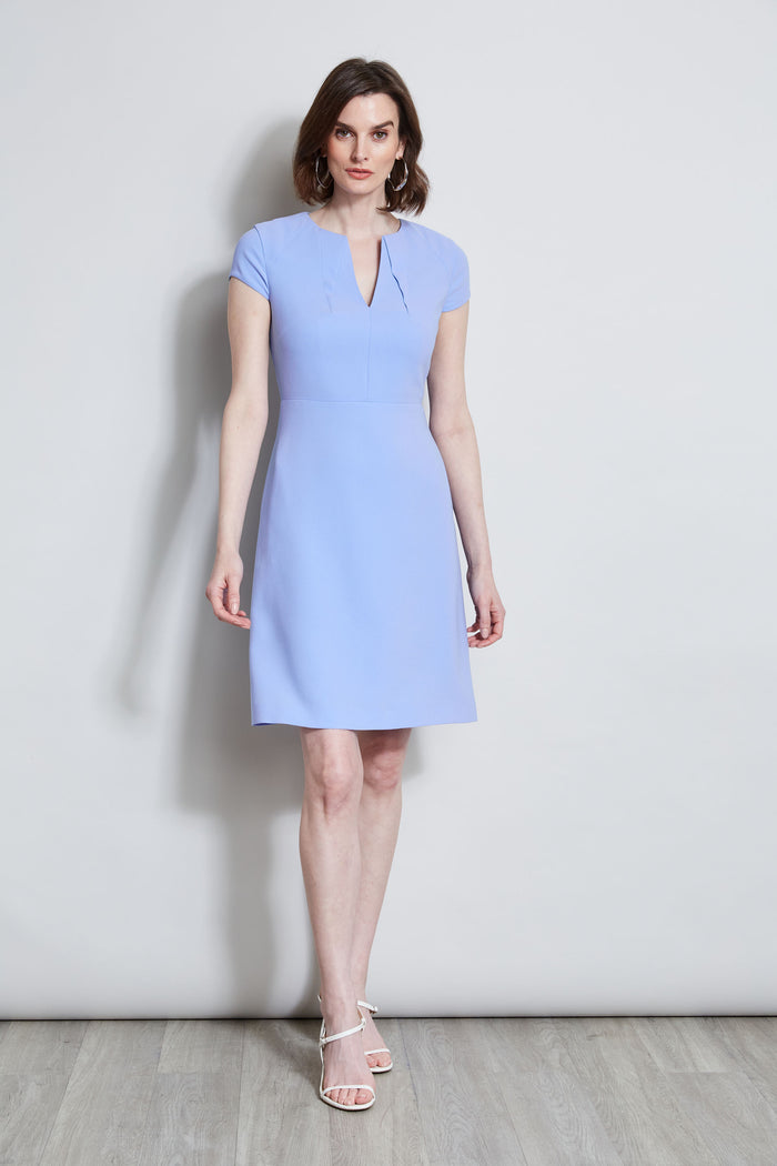 elie tahari Short Sleeve Dart Dress HORIZON BLUE