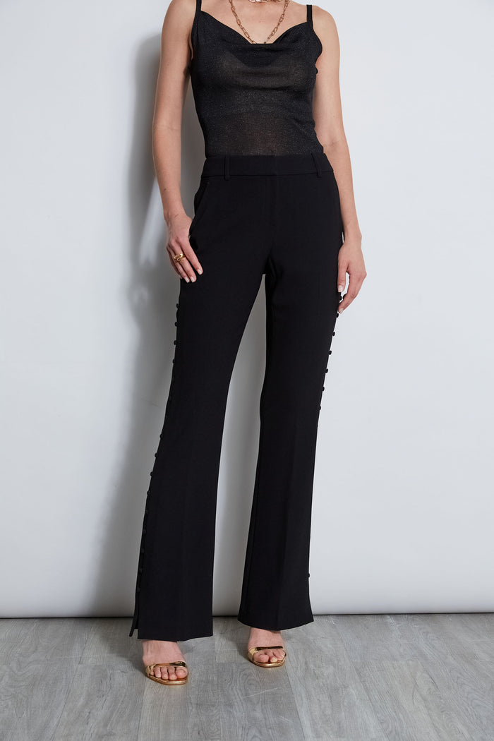 elie tahari Side Button Crepe Pant BLACK
