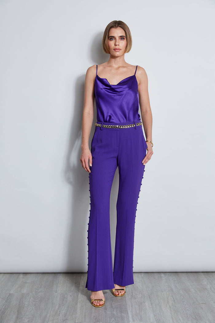 Elie Tahari Side Button Crepe Pant GRAPE