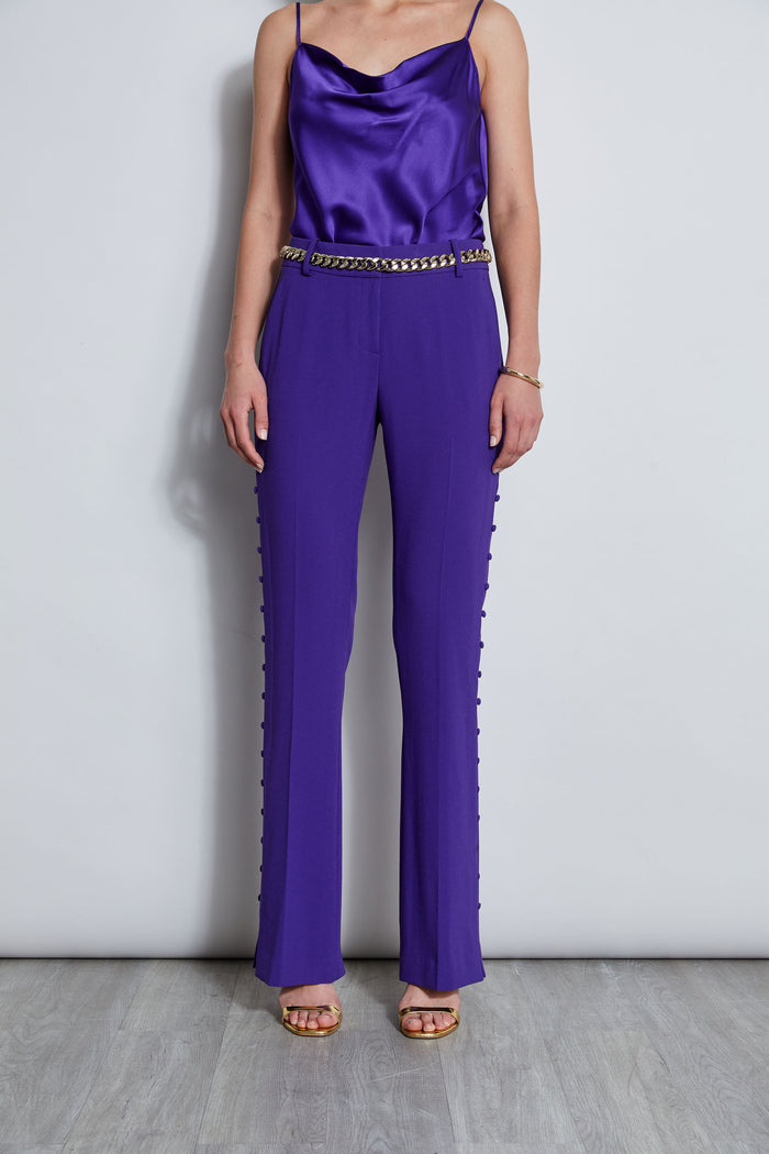 elie tahari Side Button Crepe Pant GRAPE