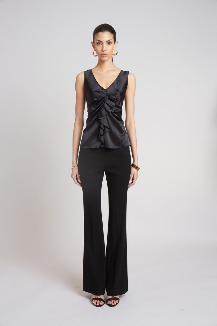 Elie Tahari Silk Cascade Top BLACK