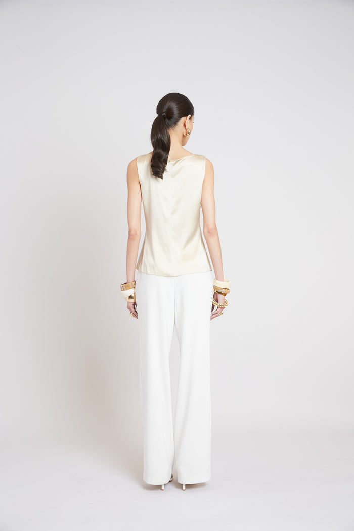 Elie Tahari Silk Cascade Top DRIFTWOOD
