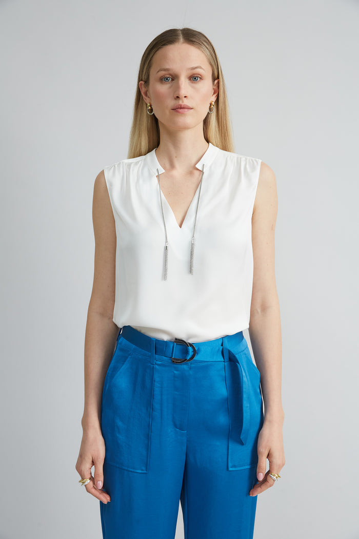 elie tahari Silk Chain Shirt FRESH PEARL
