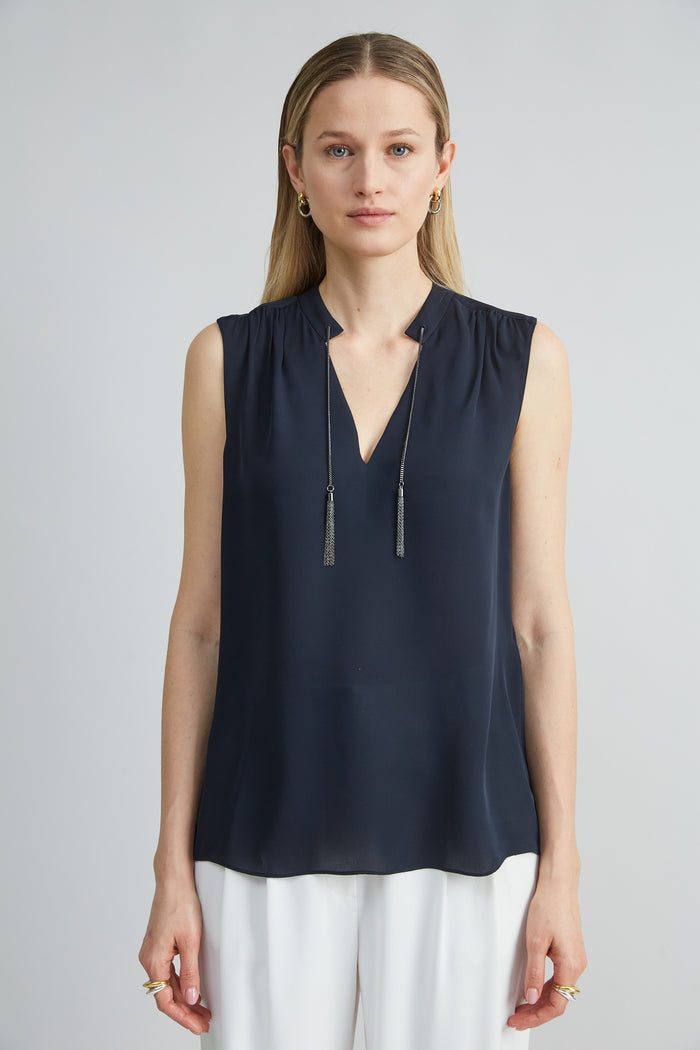 elie tahari Silk Chain Shirt STARGAZER