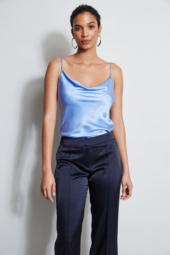 elie tahari Silk Satin Cami HORIZON BLUE