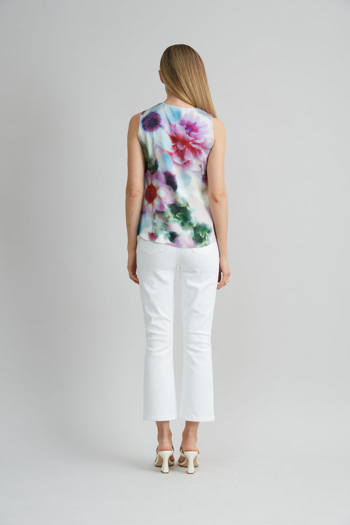 Elie Tahari Silk Satin Fantasia Floral Shirt MULTI
