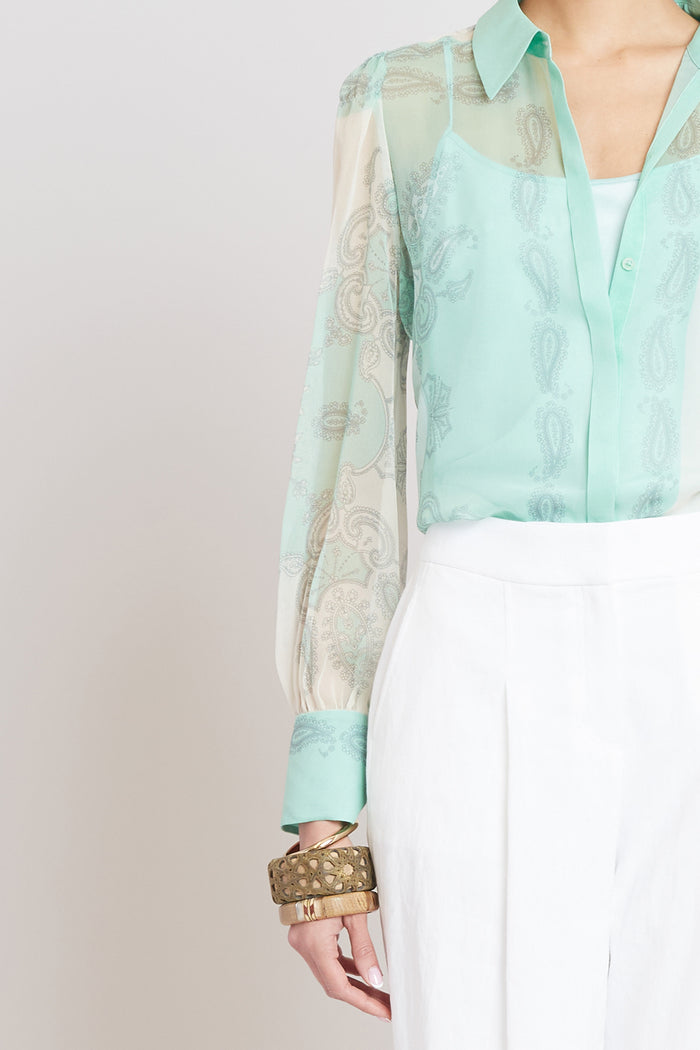 Elie Tahari Silk Scarf Print Shirt MULTI