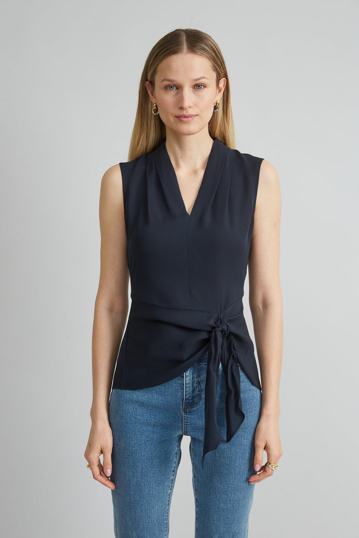 elie tahari Silk Side Tie Shirt STARGAZER