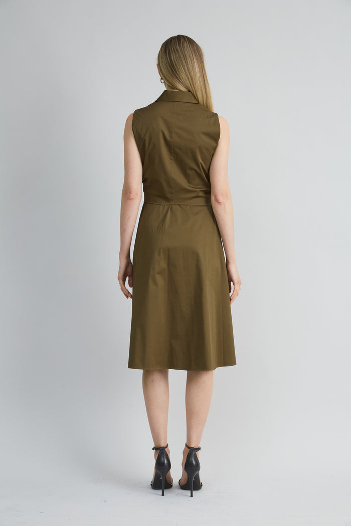 Elie Tahari Sleeveless Cotton Tie Dress SAVOY