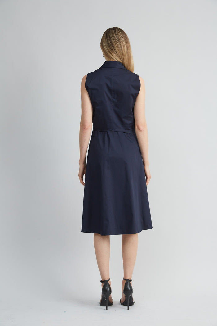 Elie Tahari Sleeveless Cotton Tie Dress STARGAZER