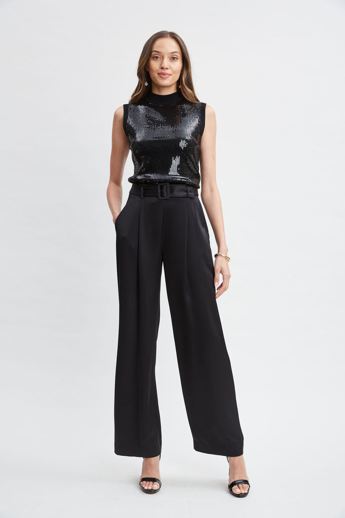 Elie Tahari Sleeveless Pave Sequin Sweater BLACK