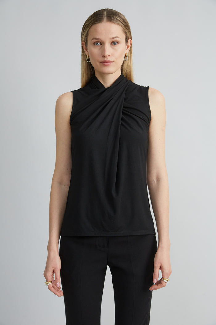 elie tahari Sleeveless Twist Neck Knit BLACK
