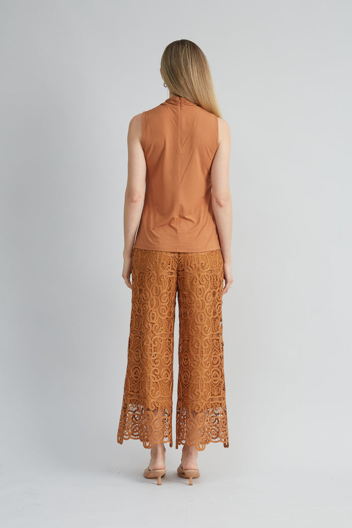 Elie Tahari Sleeveless Twist Neck Knit CARAMEL