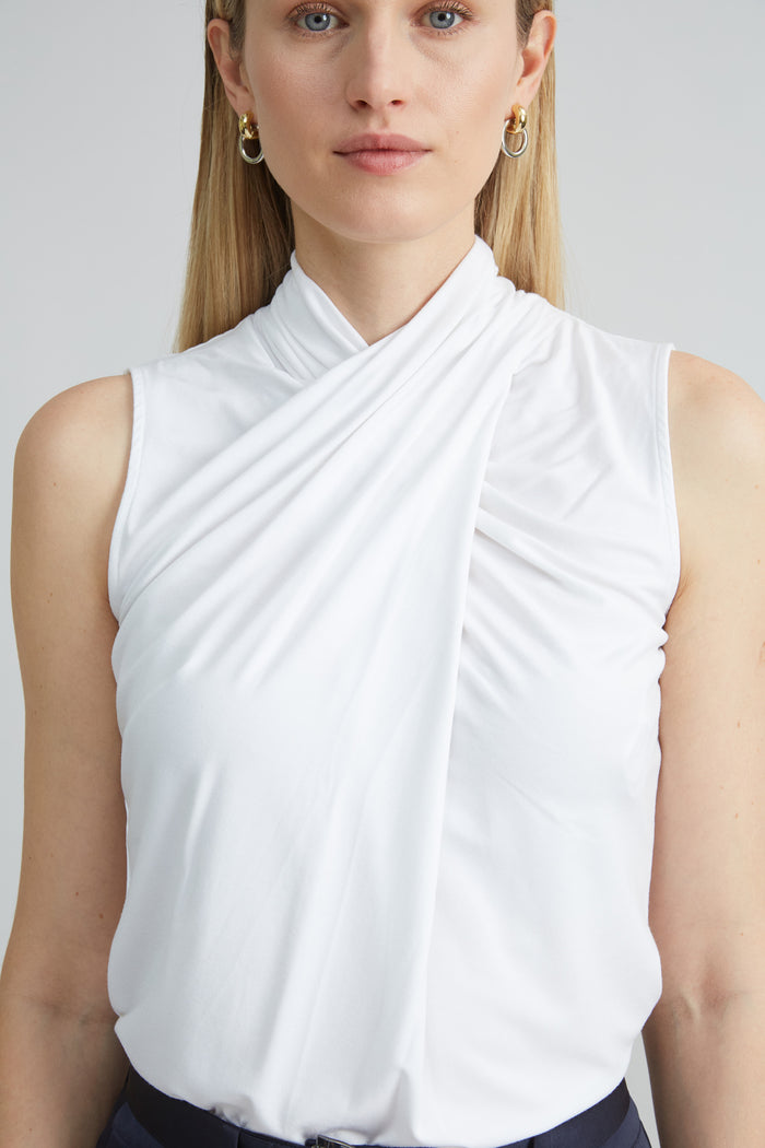 Elie Tahari Sleeveless Twist Neck Knit WHITE