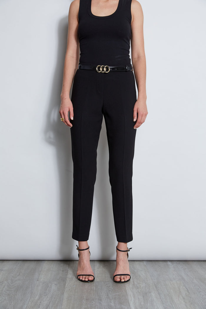 elie tahari Slim Fit Crepe Pant BLACK