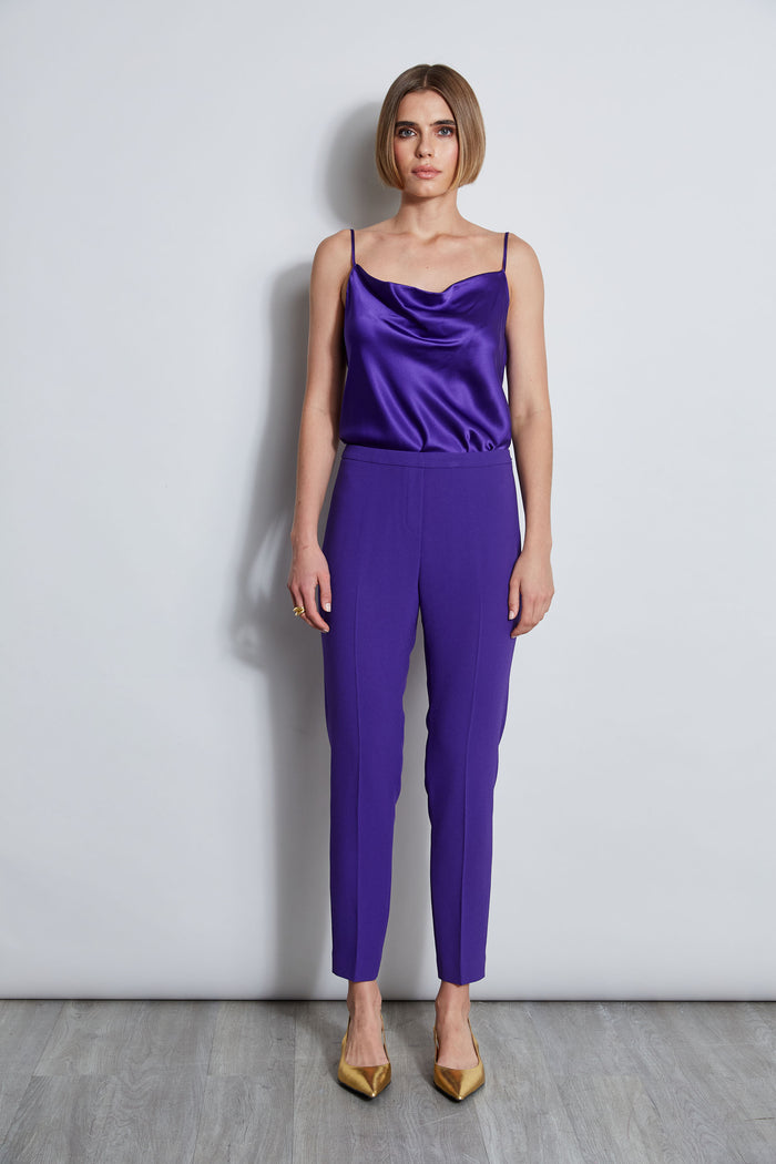 Elie Tahari Slim Fit Crepe Pant GRAPE