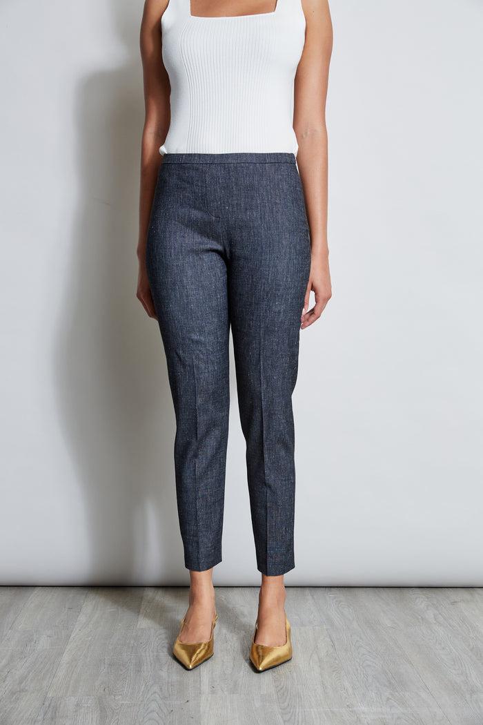 elie tahari Slim Linen Pant DENIM