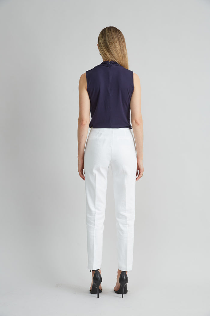 Elie Tahari Slim Linen Pant WHITE