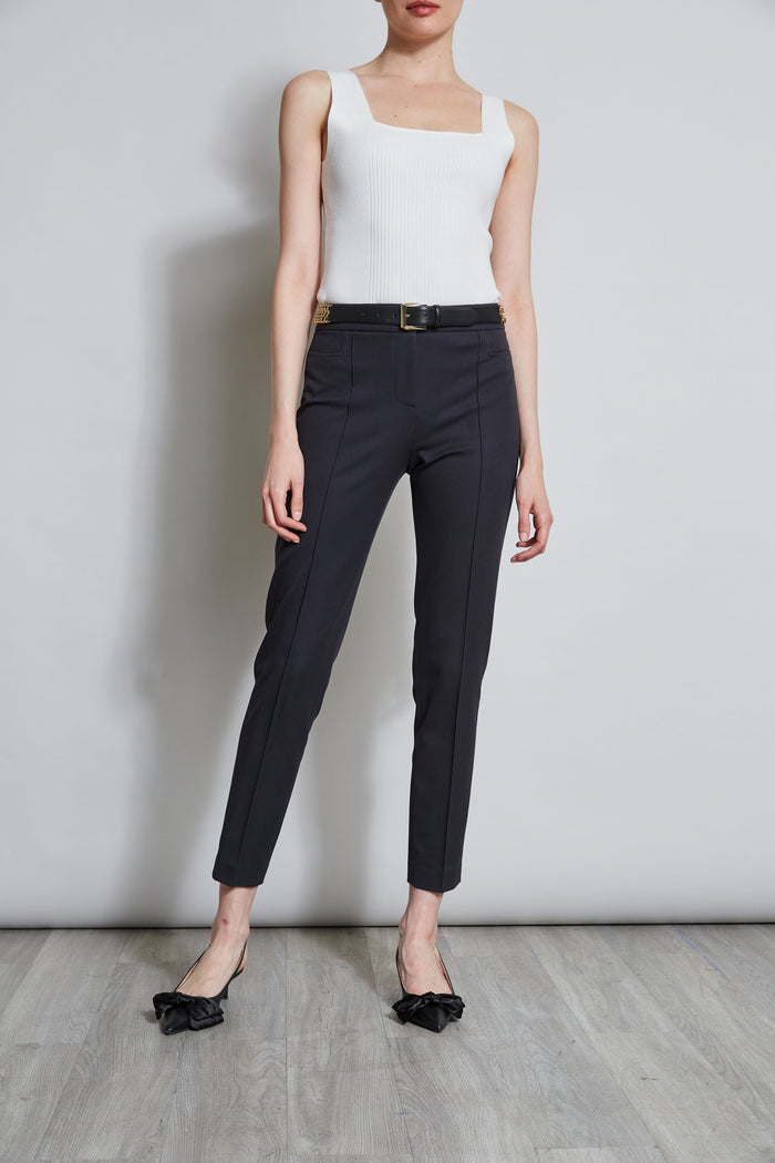 elie tahari Slim Pintuck Pant BLACK