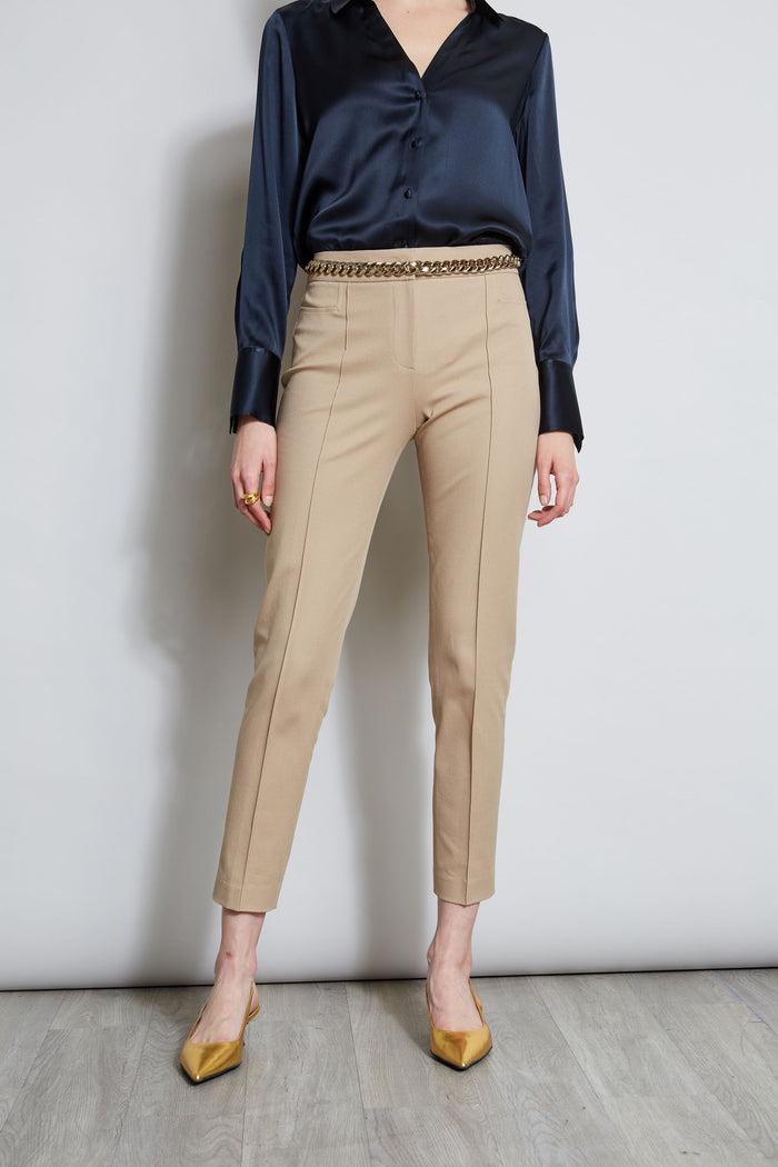 elie tahari Slim Pintuck Pant RATTAN