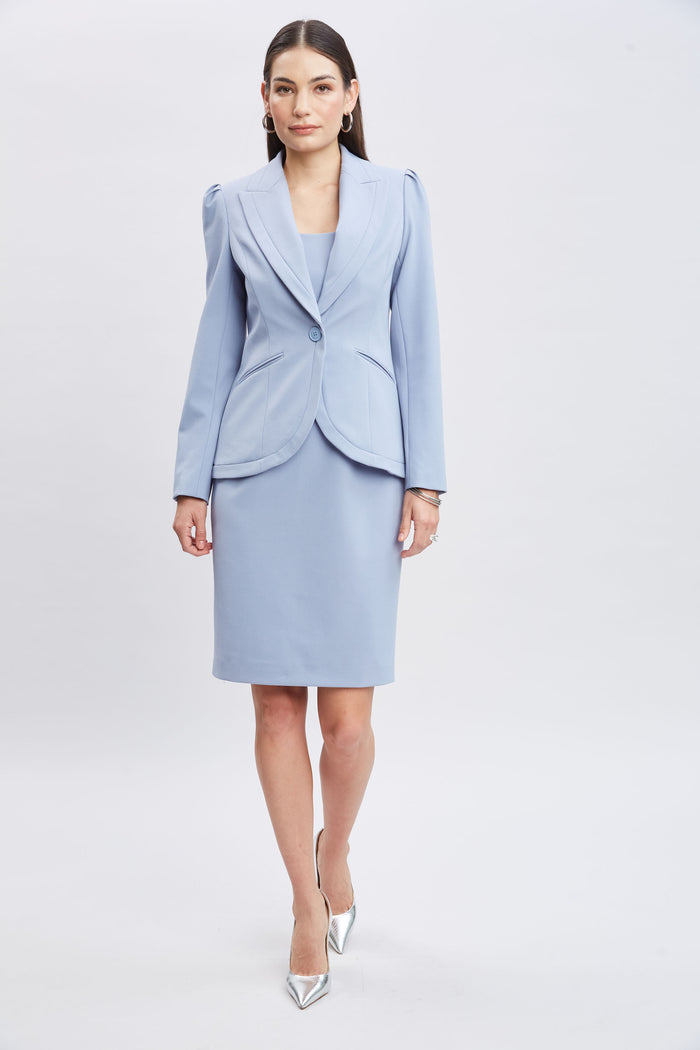 Elie Tahari Square Neck Slim Dress BLUE HAZE